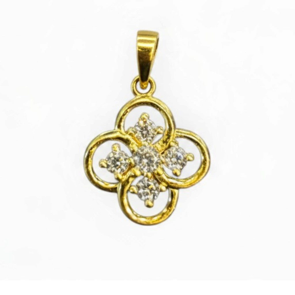 Dije Trébol con Zirconias Oro 10K